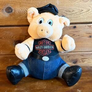 Vintage Harley Davidson Motorcycle Biker Plush Pig Hog 10 Inches 1993